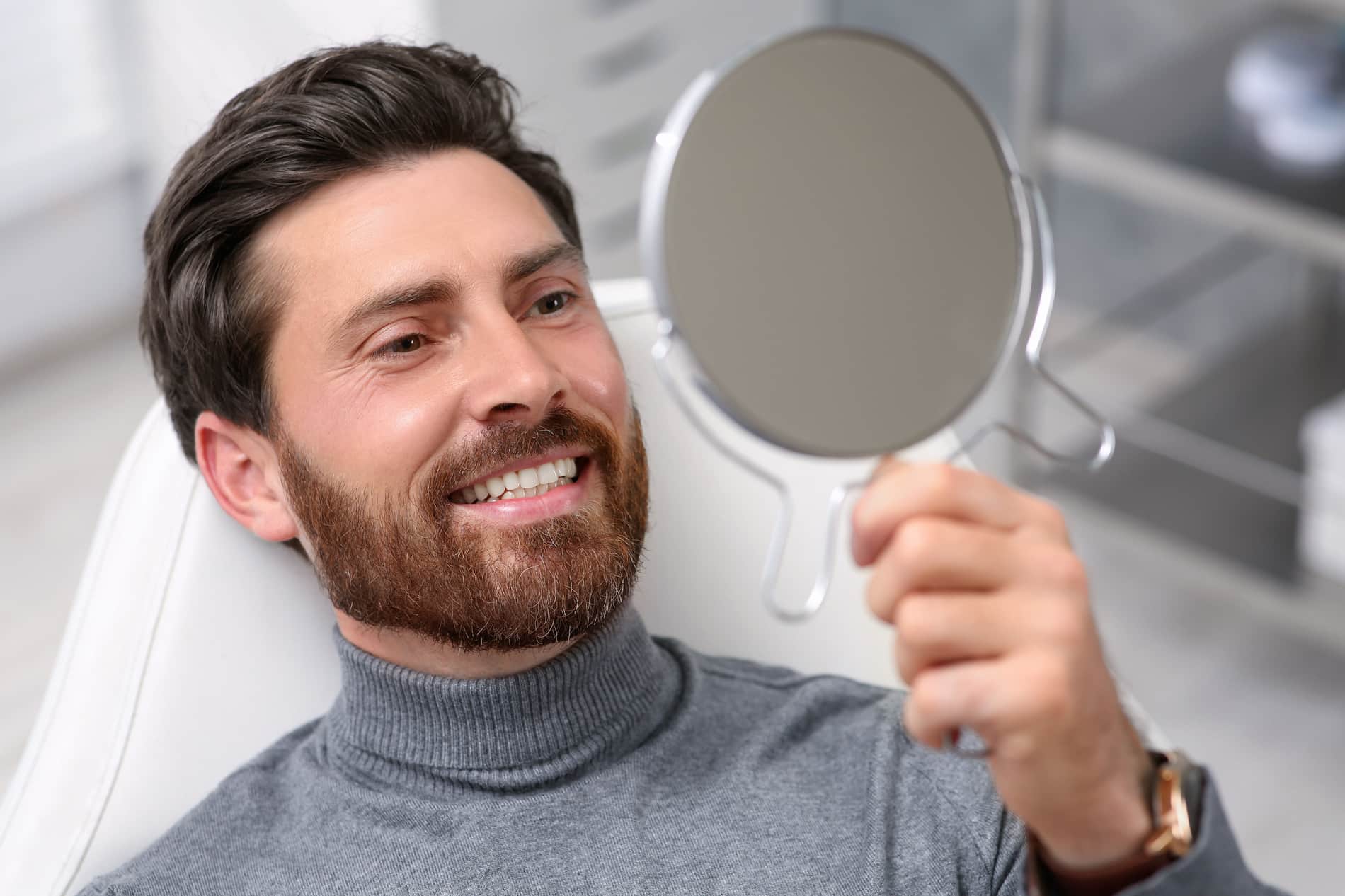 Man at dental implant consultation in Winston-Salem, NC